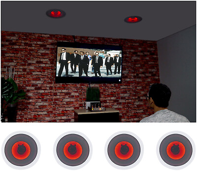 #ad #ad 4 Rockville HC85 LED 8quot; 700 Watt In Ceiling Home Theater Speakers w Red LED $104.90