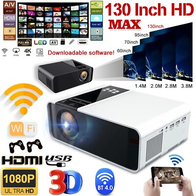 #ad 4K 1080P HD WiFi Bluetooth Mini 5D LED Home Theater Projector Cinema 23000Lumens $109.99