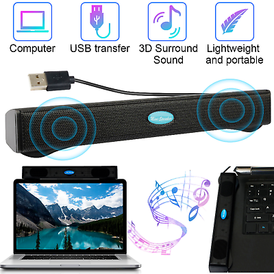 #ad Wired USB Computer Speakers Stereo Sound Bar With Clip For Desktop PC laptop $12.99