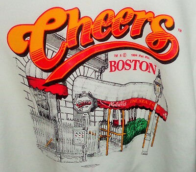 #ad CHEERS Boston Bar TV Show White Sweatshirt LEE Size L Clean 1994 $45.00
