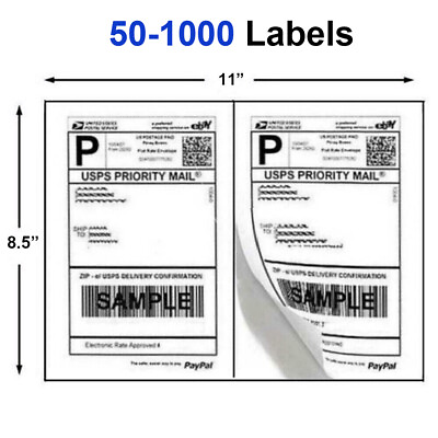 #ad 50 1000 Premium 8.5quot; X 5.5quot; Half Sheet Self Adhesive Shipping Labels 2 Per Sheet $7.69
