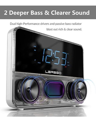 #ad Alarm Clock Radio Bluetooth V5.0 Speaker with HD Sound and BassBlue Display $69.99