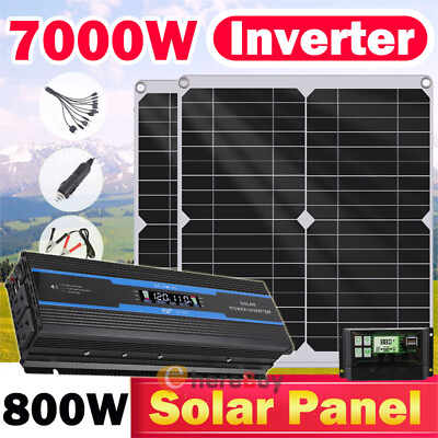 #ad 7000W Off Grid Solar System Complete Kit Home 2*400W Solar Panel 800W Inverter $185.99