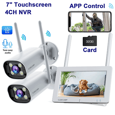 #ad CAMCAMP 2K Wireless Home Security Camera System 7#x27;#x27; Touchscreen Monitor NVR SD $159.99