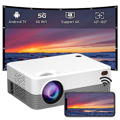 #ad 10000 Lumen Android WiFi Bluetooth LED Home Theater Video Projector Cinema HDMI $72.99