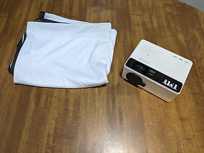 #ad TMY 9500 Lumen Portable Mini Home Projector White w Screen $50.00