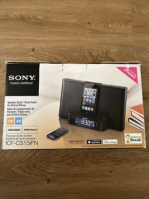 #ad Sony ICF CS15iPN Speaker Dock iPhone iPod Radio FM AM Alarm Lightning Port $79.95