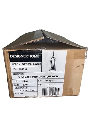 #ad Designer Home 2 light pendant Black finish New Open Box $54.99