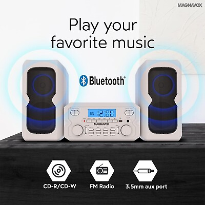 #ad Home Stereo System with Bluetooth CD FM Radio Remote Shelf Audio Bookshelf Black $58.48