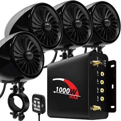 #ad 1000W Bluetooth Motorcycle Stereo 4 Speakers Audio MP3 System AUX USB FM Radio $355.99