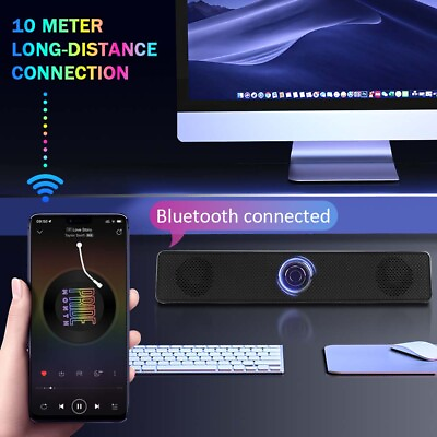 #ad Bluetooth 5.0 Stereo Bass Sound Computer Speakers Wired Soundbar for Laptop PC $12.99