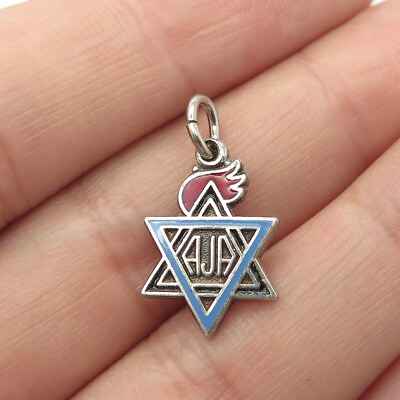 #ad 925 Sterling Silver Vintage Martin Star Of David quot;AJAquot; Amulet Pendant $24.95