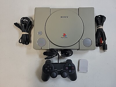 #ad #ad Sony PlayStation 1 PS1 Game Console Gray Tested And Working Memory Card Contr $104.99