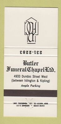 #ad Matchbook Cover Butler Funeral Home Toronto ON 30 Strike $3.99