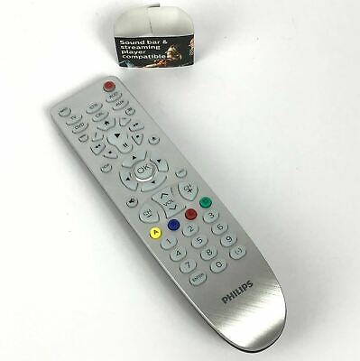 #ad Philips 6 Device Universal Remote Control Silver Backlit Bright White Sound Bar $17.68