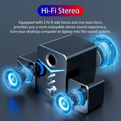 #ad 3.5mm Wireless Bluetooth LED PC Computer Speakers Home Theater System Laptop $29.44