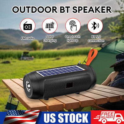 #ad US Portable Wireless Bluetooth Speaker Stereo Bass Torch Solar Charging 1200mAh $21.93