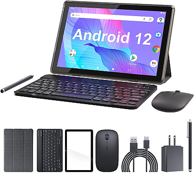 #ad Tablet 10.1 Inch Android 12 OS Tableta 2 in 1 Tablets with Keyboard Mouse Cas $52.23