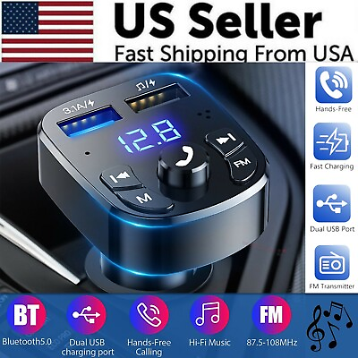 #ad Wireless Car Bluetooth FM Transmitter MP3 Audio USB Charger Adapter Handsfree $6.89