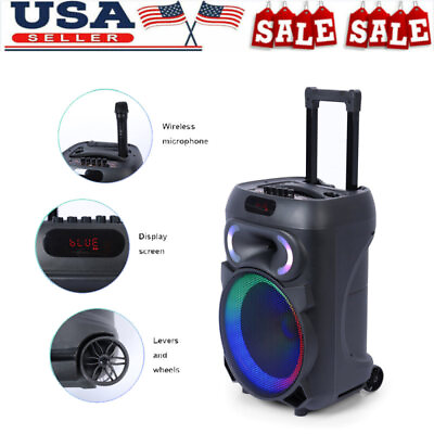 #ad 12quot; Wireless Portable PA System Bluetooth Compatible 5.0 Karaoke Speaker $89.99