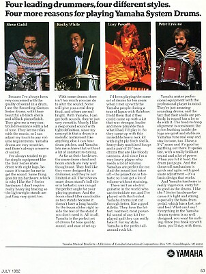 #ad 1982 Print Ad of Yamaha System Drums w Steve Gadd Cozy Powell Peter Erskine $9.99
