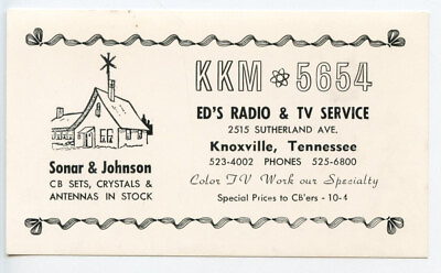 #ad Knoxville Tennessee CB QSL Ham Radio Card Postcard Ed#x27;s Radio amp; TV Service $9.09