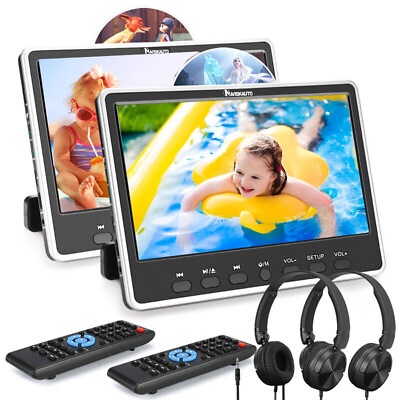 #ad 2X12quot; HD Car Headrest DVD Player TV for Kids Sync Screen Region Free HDMI USB SD $224.19