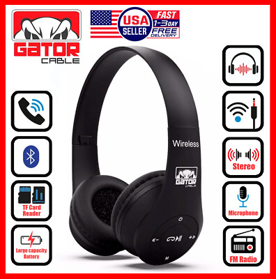 #ad Wireless Bluetooth 5.0 Headphones Headset Over Ear FM Radio MIC Foldable TF Card $10.99