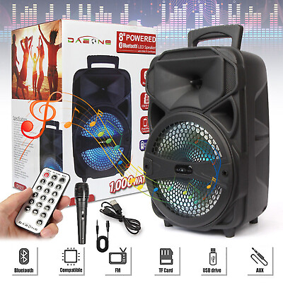 #ad 8quot; 1000W Portable FM Bluetooth Speaker Subwoofer Heavy Bass Sound System Party $32.99