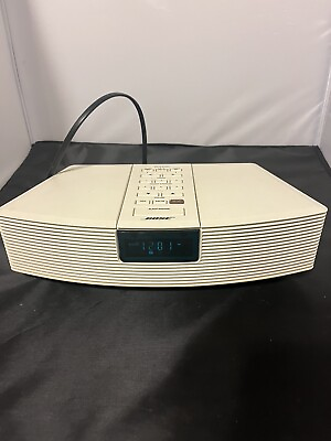 #ad Bose Wave Radio AWR1W1 Alarm Clock AM FM Stereo White w Power Cord $56.25