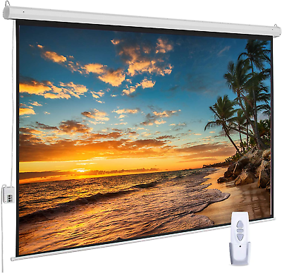 #ad Motorized Projector Screen 100quot; Remote Control Wall Ceiling Mount Wrinkle Fr $210.23