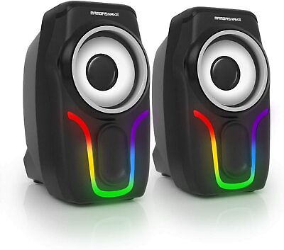#ad PC Surround Sound System LED Speakers Gaming Deep Bass USB LED Desktop Computer $28.39
