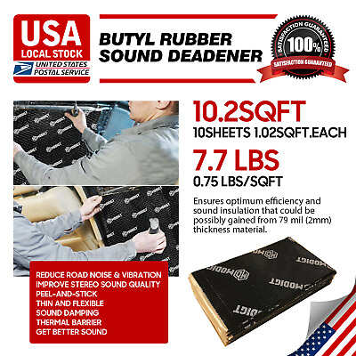 #ad 10.2 SqFt Car Sound Deadener Mat Proofing Thick Insulation Material Noise 2MM $34.99