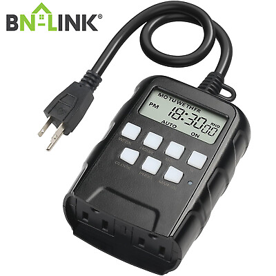 #ad #ad BN LINK 7 Day Outdoor Heavy Duty Digital Programmable Timer Dual Outlet 8 On Off $15.99