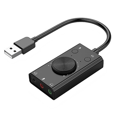 #ad 3.5mm 3port USB Sound Card 7.1 Channel External Audio Adapter Stereo Headset Mic $12.29