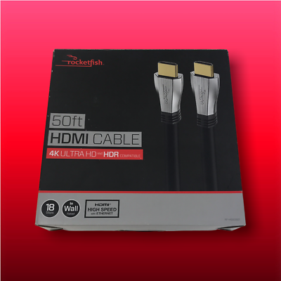 #ad Rocketfish RF HG50501 50#x27; 4k Ultra HD amp; HDR Compatible HDMI Cable #BU1193 $54.98