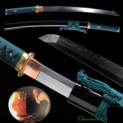 #ad Wakizashi T10 Steel Blade Clay Tempered Japanese Katana Sharp Battle Ready #1234 $405.45