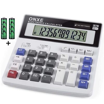 #ad CalculatorStandard Basic 4 Function Desk Calculator Dual Power Big Button 12 ... $17.00
