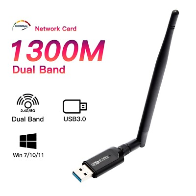 #ad AC1300 USB 3.0 Dual Band RTL8812BU Wireless Dongle USB WiFi Adapter with Antenna $12.99