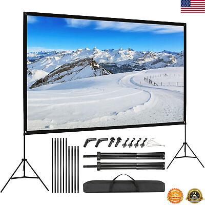 #ad Portable Projector Screen with Stand 100 in 16:9 HD 4K Outdoor Home 3D Theater $49.99