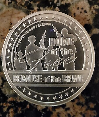 #ad Home Of The Free Because... 1 oz .999 Silver BU Round with Protective Capsule. $38.88
