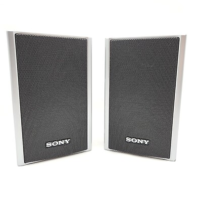 #ad Sony SS TS80 Speaker Lot of 2 Speakers System Music Black Silver Trim $20.56