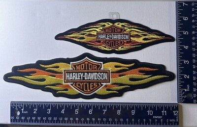 #ad Authentic Vintage Harley Davidson Motorcycles LG Bar amp; Shield Flames Emblem Set $38.00