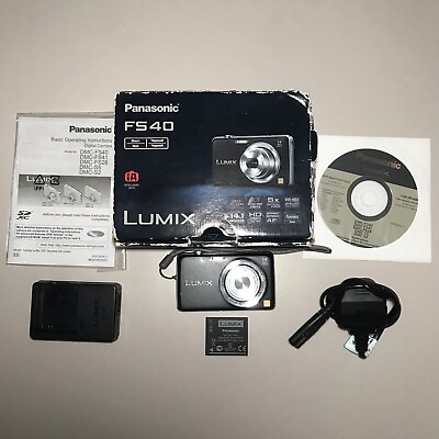 #ad Panasonic Lumix DMC FS40 14.1MP Digital Camera Boxed Charger Battery Guide GBP 69.99