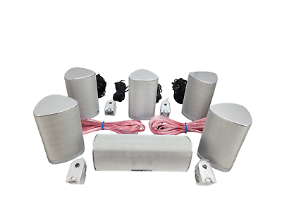 #ad Harman Kardon Satellite Surround Sound Speaker Set of 6 TS8 CET SAT Silver WORKS $89.00