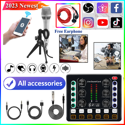 #ad Voice Changer Sound Live Sound Card Microphone Kit Live Streaming Audio Mixer US $34.47