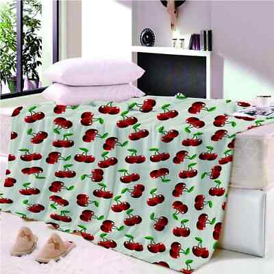 #ad Cherry Surround Volume Light 3D Warm Plush Fleece Blanket Picnic Sofa Couch AU $67.11