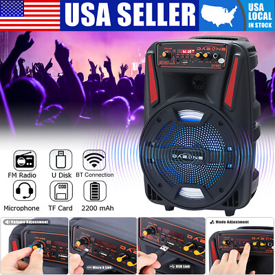 #ad 8inch 1000W Wireless Portable FM Bluetooth Speaker Heavy Bass Sound System Party $32.99