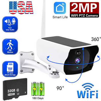 #ad 2MP Solar Power Security IP Camera Wireless WiFi Outdoor Home HD 1080P amp;SD Card $33.80