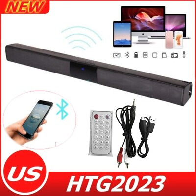 #ad 3D Surround Sound Bar 4 Speaker System Wireless Bluetooth Subwoofer TV Remote $34.19